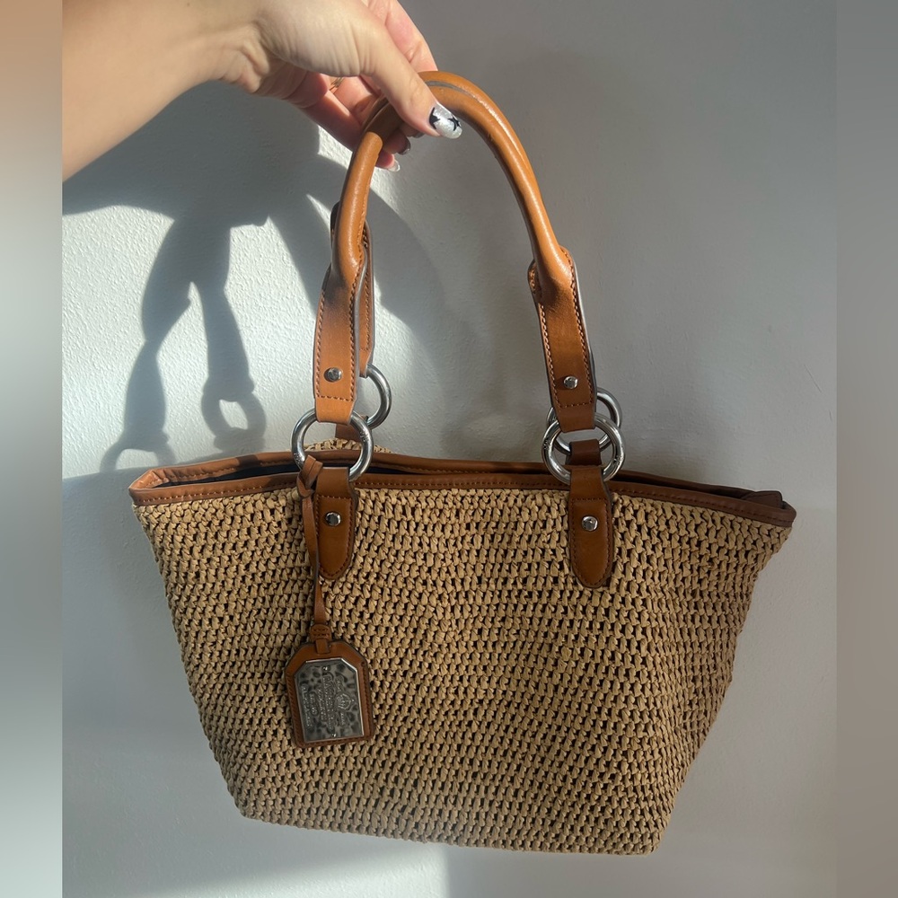 Ralph Lauren Tan Woven Tote Bag